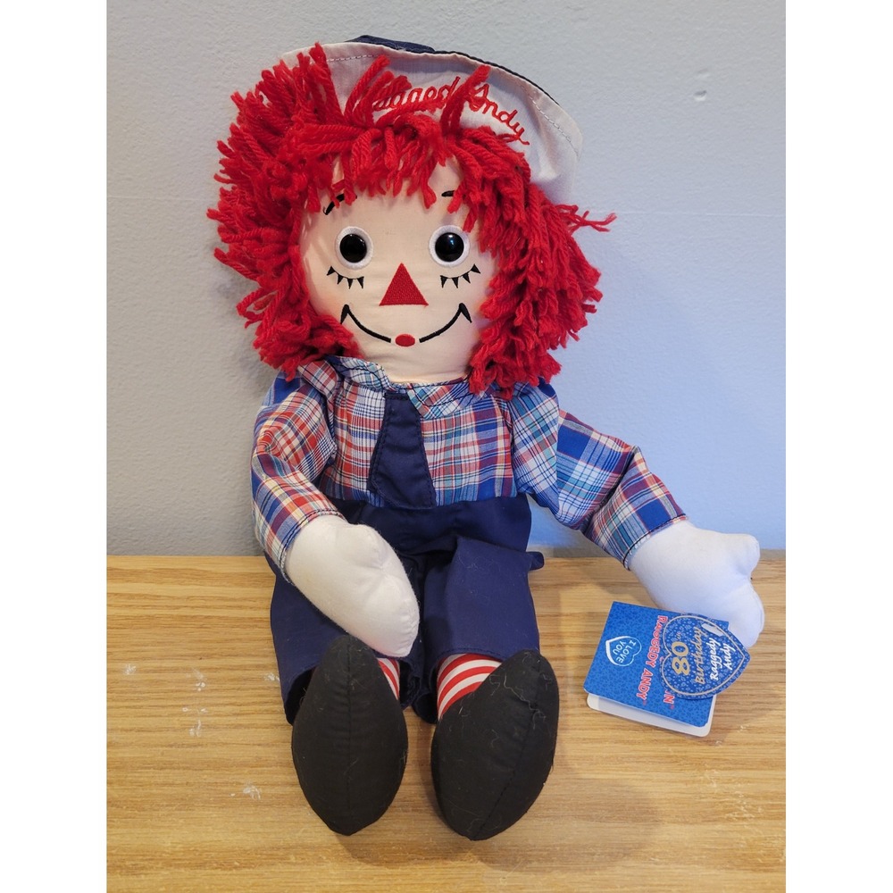 Vintage Applause 80th Anniversary Raggedy Andy Plush Doll 17in with Tags